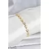 Pirinç Gold Renk VIP Seri Sıralı Taşlı Yıldız Model Zirkon Taşlı Kadın Bileklik