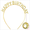 Altın Gold Renk Kristal Taşlı Parlak Happy Birthday Taç 16x17 Cm -