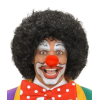 Siyah Renk Kıvırcık Afro Bonus Peruk Saç Ve Kırmızı Sünger Burun Seti -