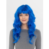 Mavi Renk Uzun Dalgalı Parti Peruğu -