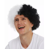 Siyah Beyaz Kıvırcık Afro Bonus Peruk Taraftar Bonus Saç -