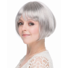 Gri Gümüş Renk Düz Kesim Astarlı Küt Parti Peruğu -
