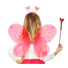 Kırmızı Renk Çocuk Kelebek Kanadı Tacı Ve Asa Seti 50 Cm -