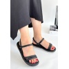 Winta Siyah Cilt Sandalet -