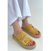 Loera Sarı Nubuk Çift Tokalı Terlik -