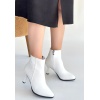 Mişha Beyaz Cilt Topuklu Bot -
