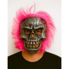 Wild Skull - Gümüş Kafatası Pembe Saçlı İskelet Maske -