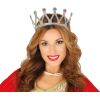 Gümüş Renk Çocuk Ve Yetişkin Uyumlu Kraliçe Tacı Prenses Tacı 8x25 Cm -