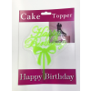 Happy Birthday Yazılı Fiyonklu Pasta Kek Çubuğu Yeşil Renk -