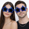 Mavi Renk Disko Yıldızı Retro Parti Gözlüğü 16x7 Cm -