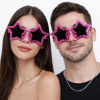 Fuşya Renk Disko Yıldızı Retro Parti Gözlüğü 16x7 Cm -