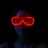 Kırmızı Led Işıklı Parti Gözlüğü - Neon Glow Şerit Gözlük 3 Modlu -