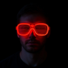 Kırmızı Led Işıklı Parti Gözlüğü - Neon Glow Şerit Gözlük 3 Modlu -