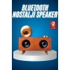 Bluetooth Nostalji Speaker Radyo Gramofon Ahşap Renk Vintage -