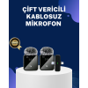 2in1 Kablosuz Yaka Mikrofonu iOS ve Android Uyumlu -