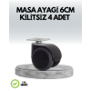 Halı ve Beton Uyumlu Kilitsiz Mobilya Tekerleği 4’lü -