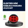 Ev ve Ofis İçin 3 Metre Kablolu 4 Priz Makarası -