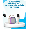 Karaoke Mikrofon Hoparlör Seti Bluetooth Kablosuz Taşınabilir -
