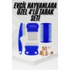 4lü Bit Pire Tarağı Set Kedi Köpek Evcil Hayvan Tüy Toplayıcı Mavi -