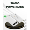 20.000mAh Taşınabilir Powerbank PD Teknolojili Çift USB Çıkışlı -