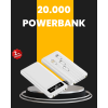 LED Işıklı 20.000mAh Powerbank LCD Gösterge Dahili Çoklu Kablo -