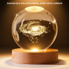 USB Bağlantılı Samanyolu Galaksi Küre Ahşap Standlı 3D Işıklı Dekor Lambası -