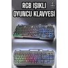 Led Işıklı Oyuncu Klavye Usb Girişli RGB Işıklı Q Klavye Mouse Hediyeli - Lisinya