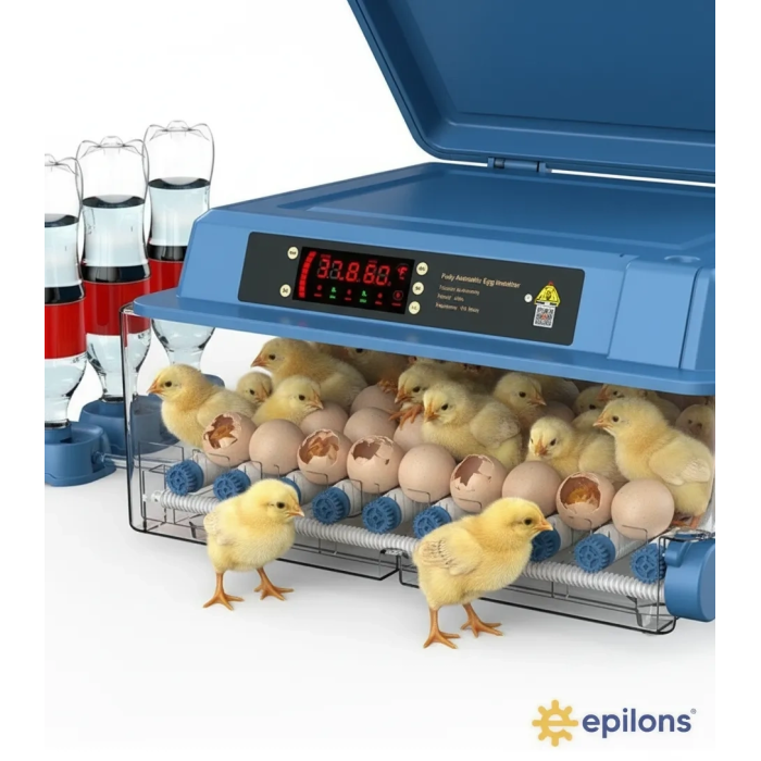 Epo-W64 Tam Otomatik Kuluçka Makinesi 64 Yumurta Kapasiteli Civciv Kaz Ördek Uyumlu + Yedek Motor