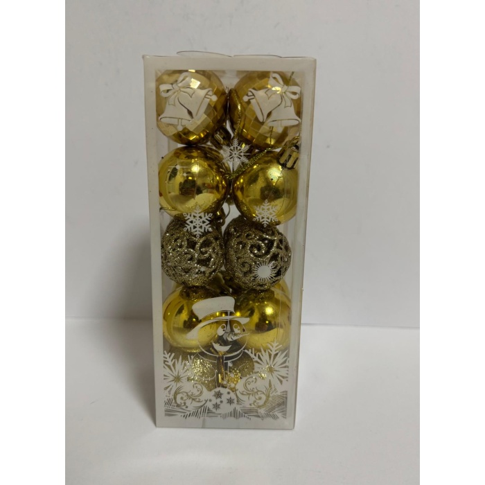 Yılbaşı Süsleri 20 Li Top Kutulu 4 cm Parlak Simli Karışık 4 Asorti Ağaç Süsleme Gold