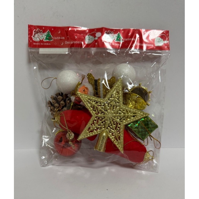 Yılbaşı Süsleri 15 Lı Set Yılbaşı Ağacı Süsü Paket 14X16 cm