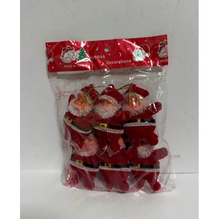 Yılbaşı Süsleri Noel Baba 6 Lı Buyuk 6 cm Kırmızı