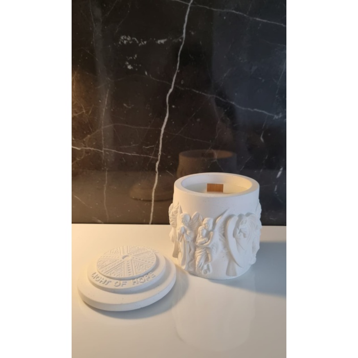 Kahve Esanslı Taş Tozu Kapaklı Mumluk Doğal Soya Wax Ve Jel Mum