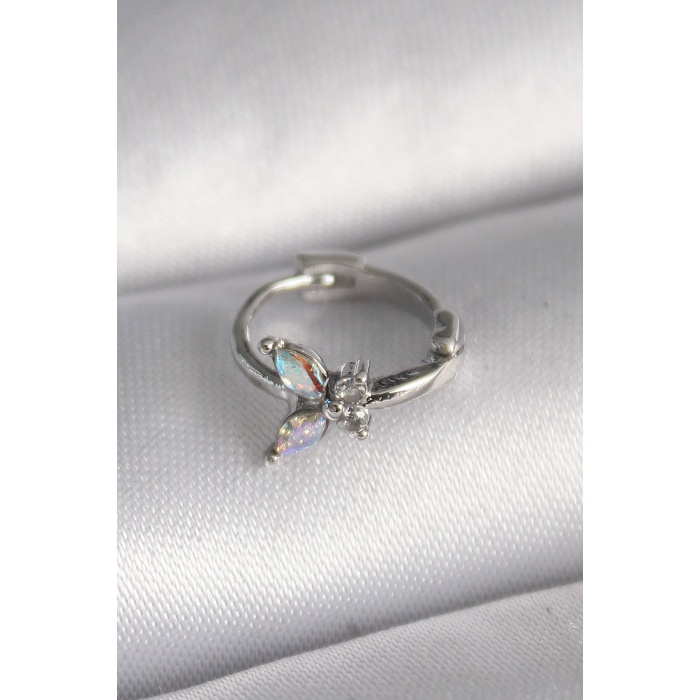 316L Çelik Gümüş Renk Zirkon Taşlı Kelebek Model Tragus Piercing - Lisinya