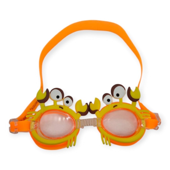 Çocuk Yüzücü Gözlüğü Silikon Taşıma Çantalı Turuncu Yengeç - 9014