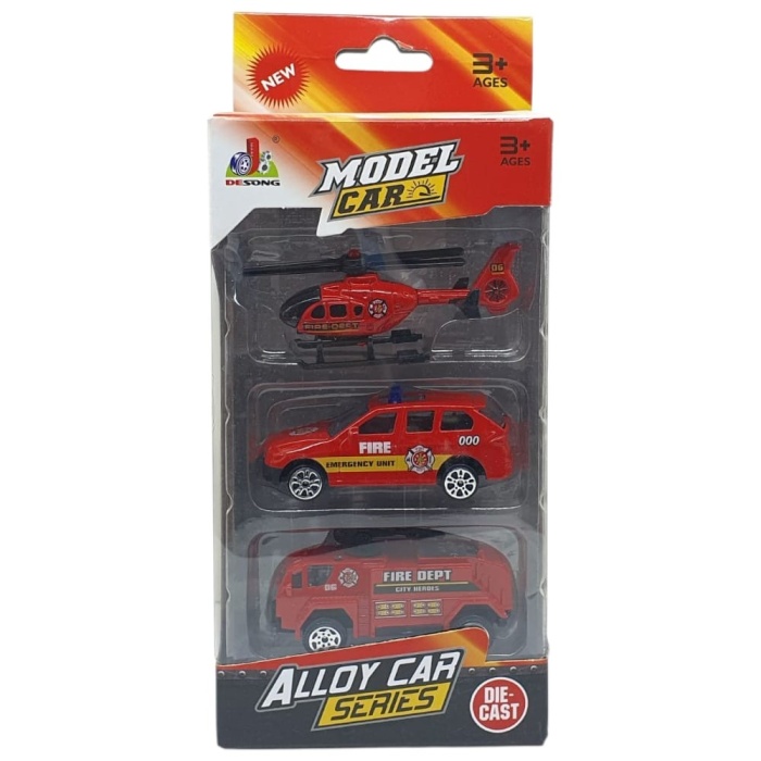 3lü İş Makinaları Road Seti - Die Cast - DS044 - İtfaiye