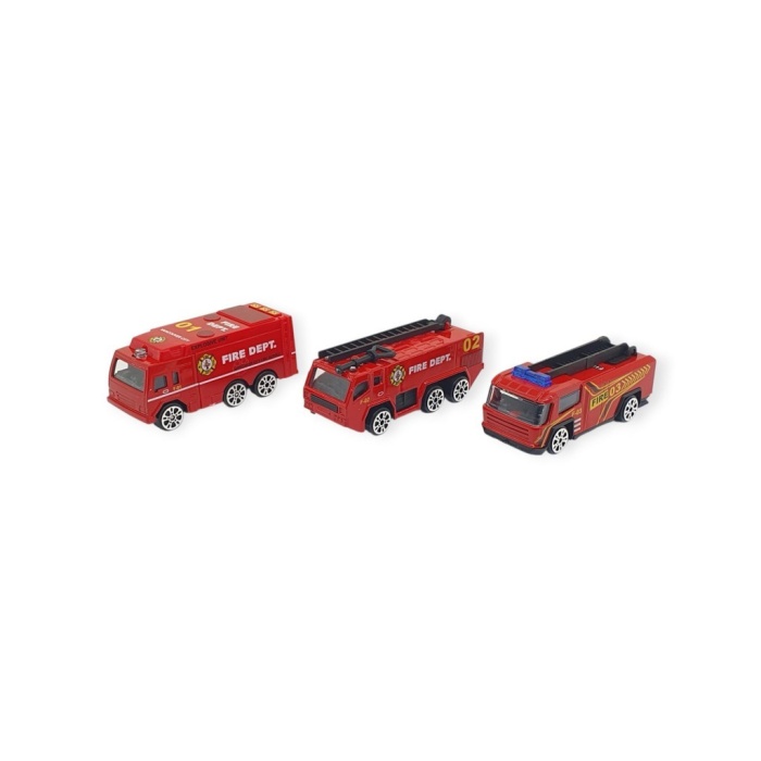 3lü İş Makinaları Road Seti - Die Cast - DS044 - İtfaiye