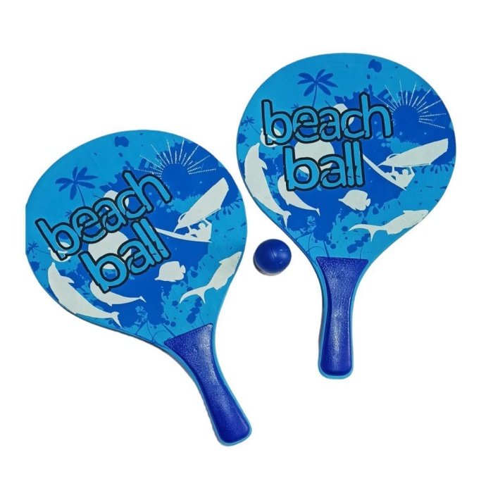 Beach Ball Tahta Raket - 3394 - Mavi