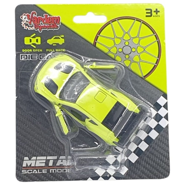 Çek Bırak Metal Küçük Arabalar 8 cm - 6411A-6 - Açık Yeşil