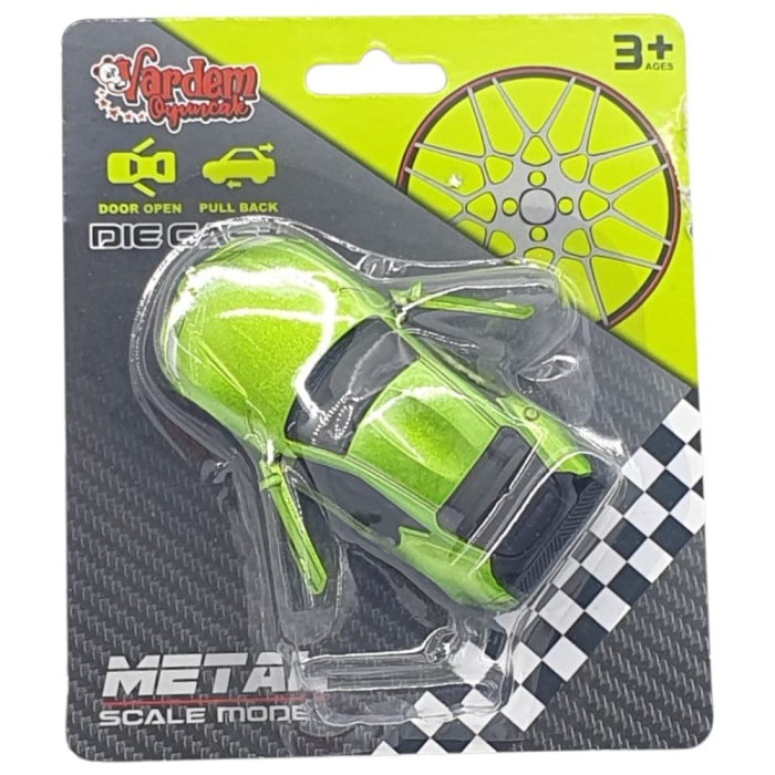 Çek Bırak Metal Küçük Arabalar 8 cm - 6411A-2 - Yeşil