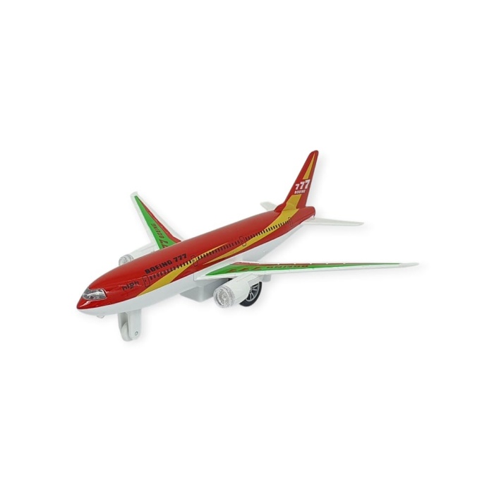 Çek Bırak Sesli Işıklı Metal Uçak - 180 - Kırmızı