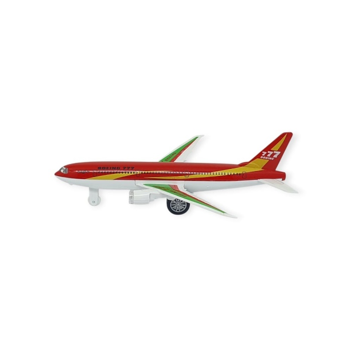 Çek Bırak Sesli Işıklı Metal Uçak - 180 - Kırmızı