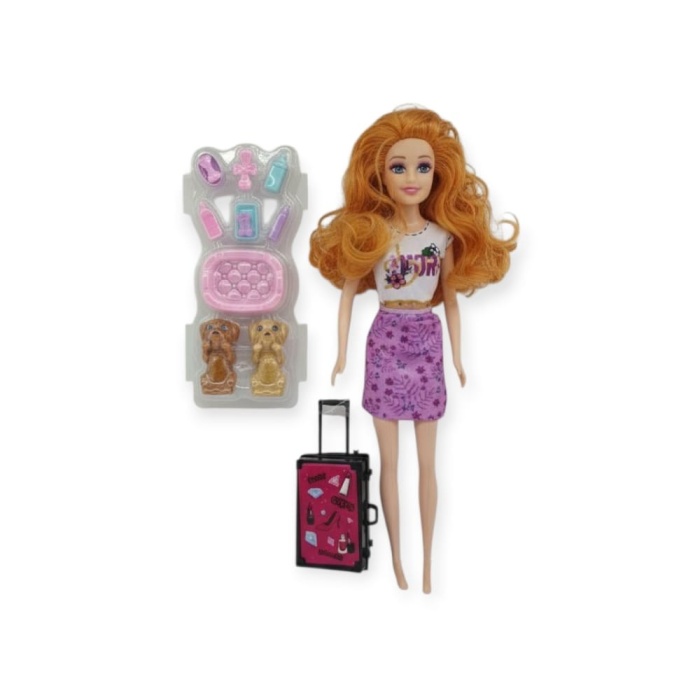 Puppy Bella 30 cm Bebek ve Köpek Bakım Seti - Lila Elbise