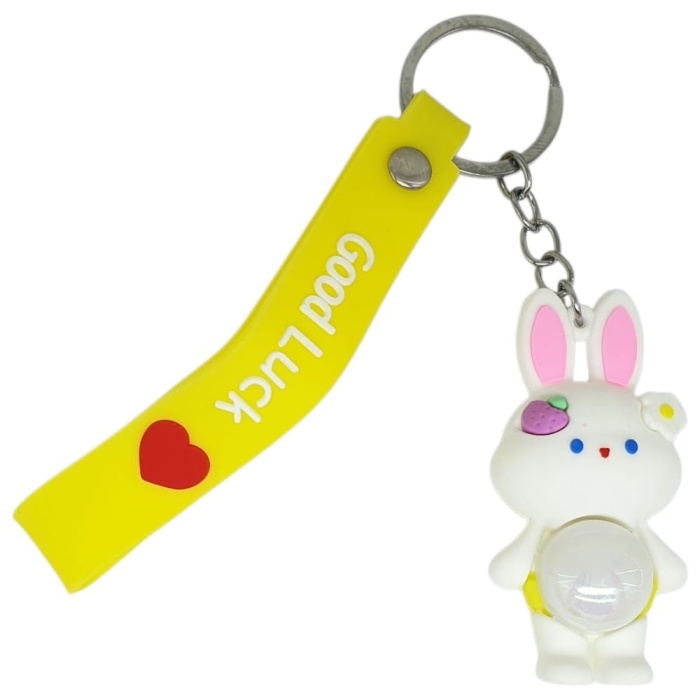 Figürlü ve Işıklı Silikon Anahtarlık - Tavşan - Sarı