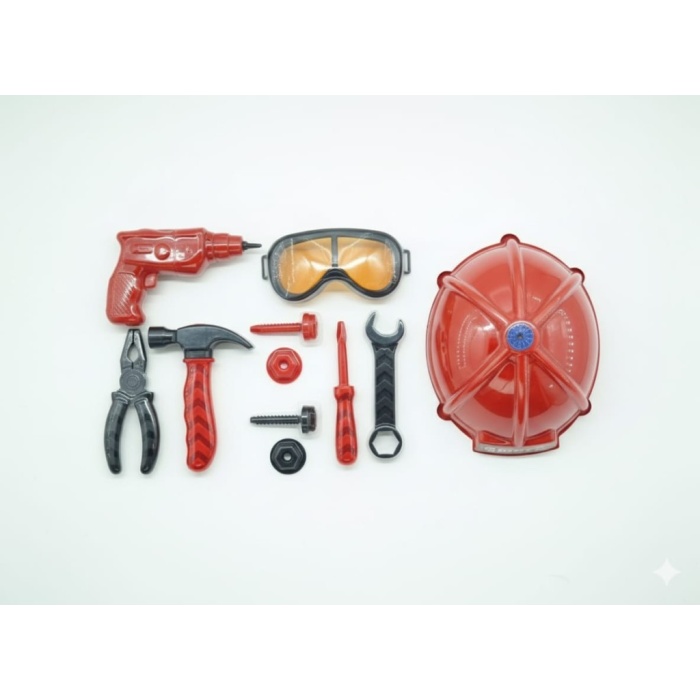 Meslek Setleri - Baretli Tamir Seti 11 Parça - Kırmızı