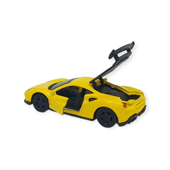 Çek Bırak Metal Küçük Arabalar 8 cm - 6411A-17 - Sarı