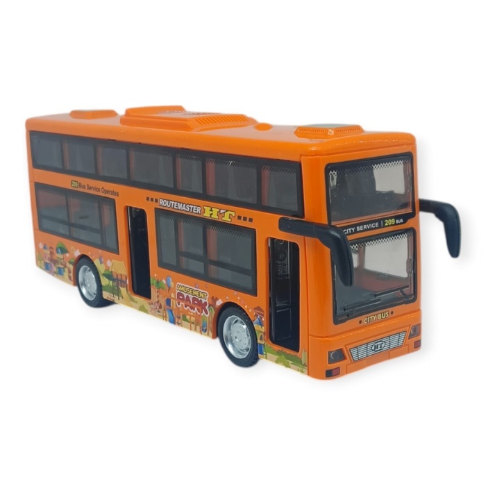 Sesli Işıklı Çift Katlı Otobüs 20 cm - Turuncu