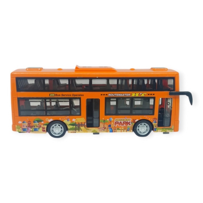 Sesli Işıklı Çift Katlı Otobüs 20 cm - Turuncu