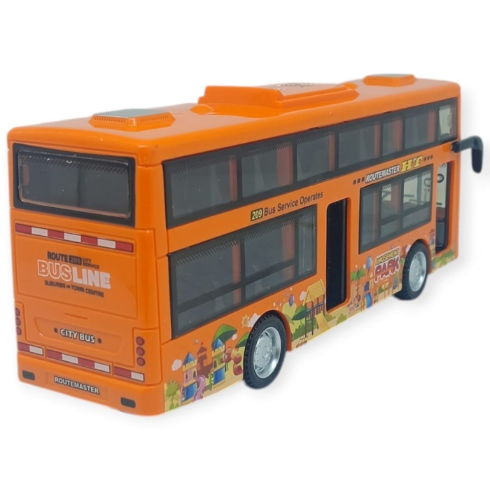 Sesli Işıklı Çift Katlı Otobüs 20 cm - Turuncu