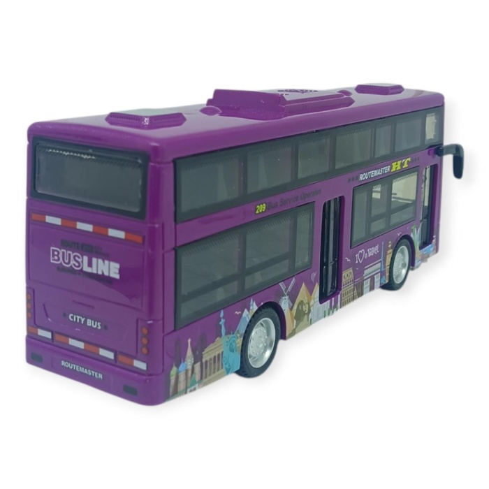 Sesli Işıklı Çift Katlı Otobüs 20 cm - Mor