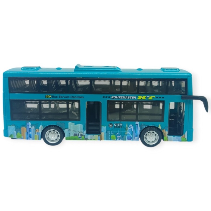 Sesli Işıklı Çift Katlı Otobüs 20 cm - Yeşil